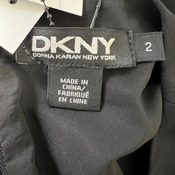 DKNY Black Lace Long Sleeve Wool Cocktail Shift Dress size 2 - Picture 9 of 13